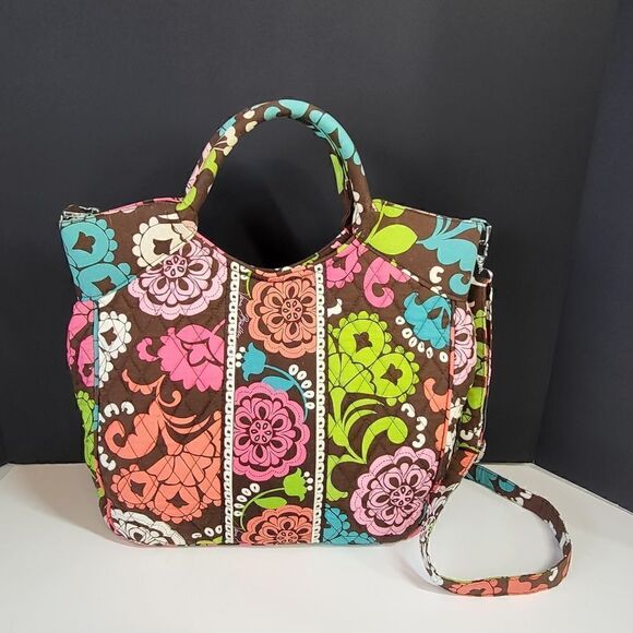 Vera Bradley Brown Flowered Bag - Picture 5 of 8